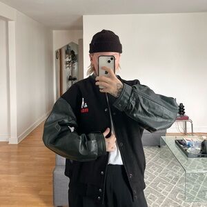 vintage 90’s RCA leather/wool bomber